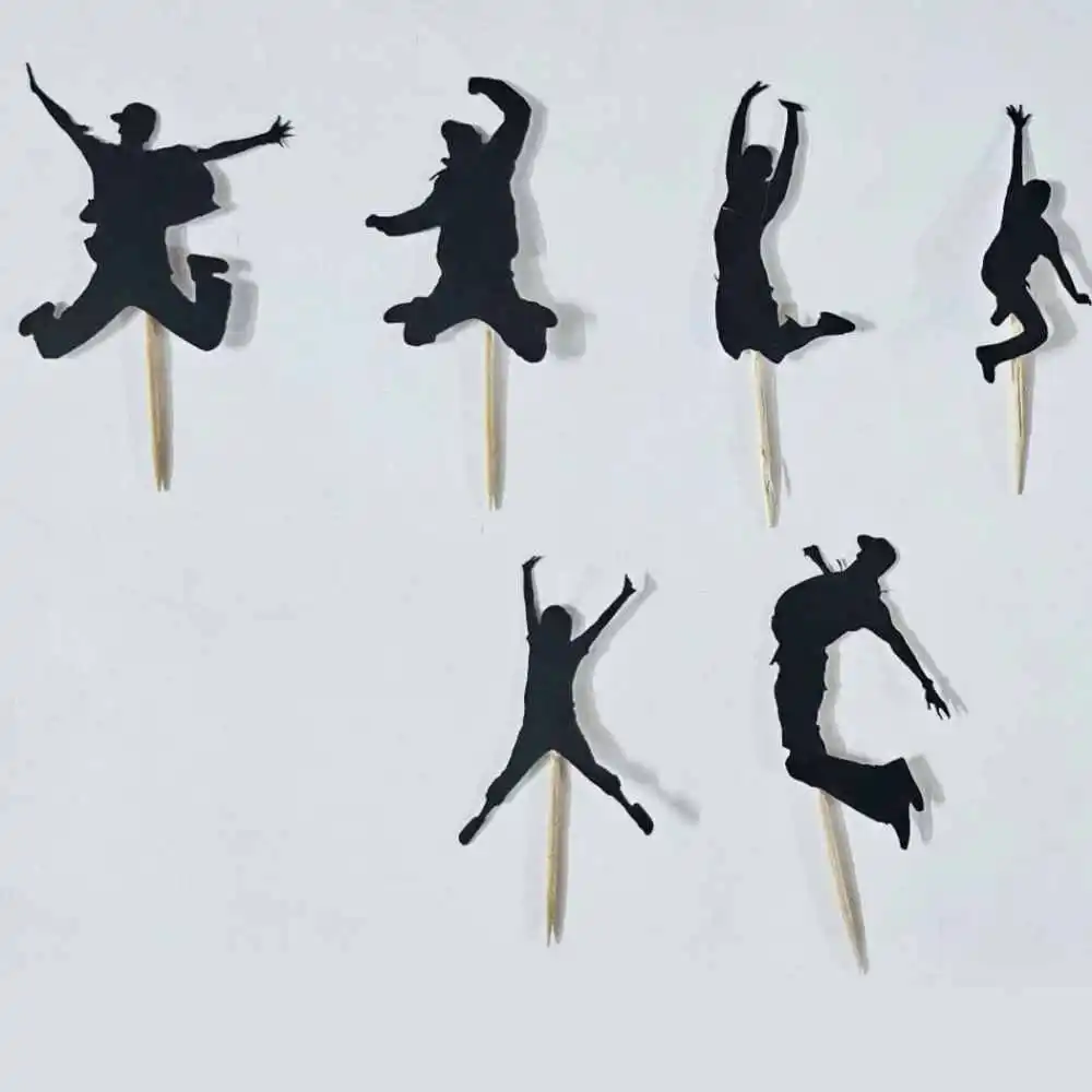 Jumping silhouettes brushes cake topper
